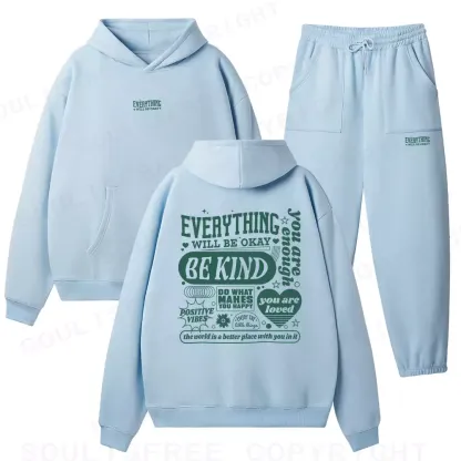 EVERYTHING WILL BE OKAY Fleece Hoodie Set