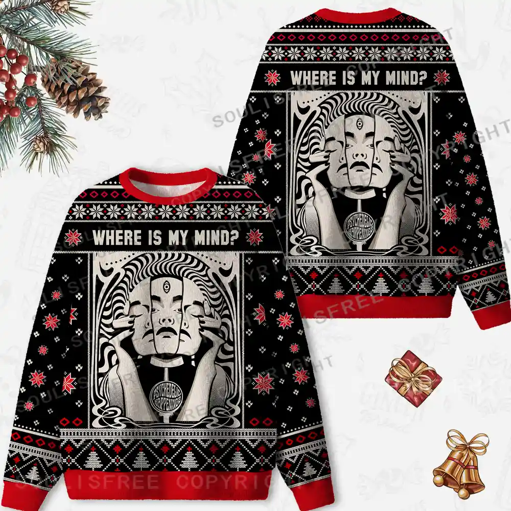 Where Is My Brain Ugly Christmas Knit Sweatshirt