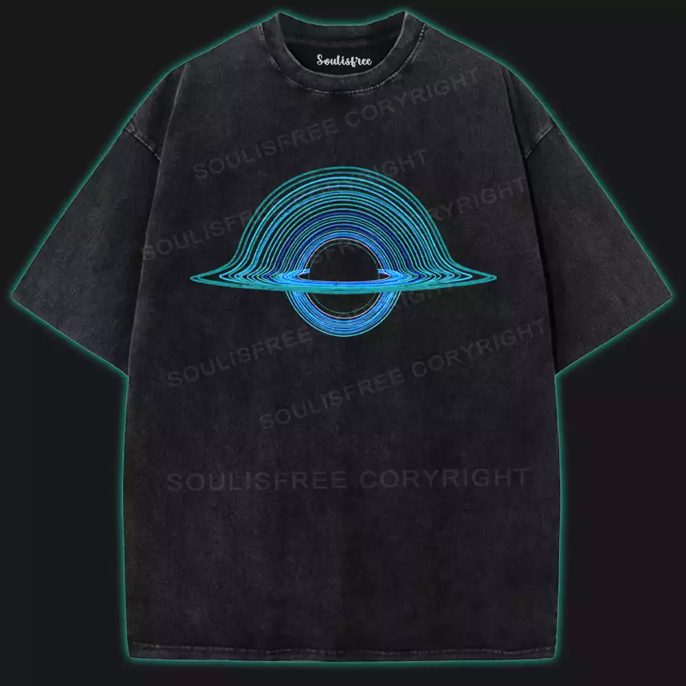Blue Black Hole Washed Space T-shirt