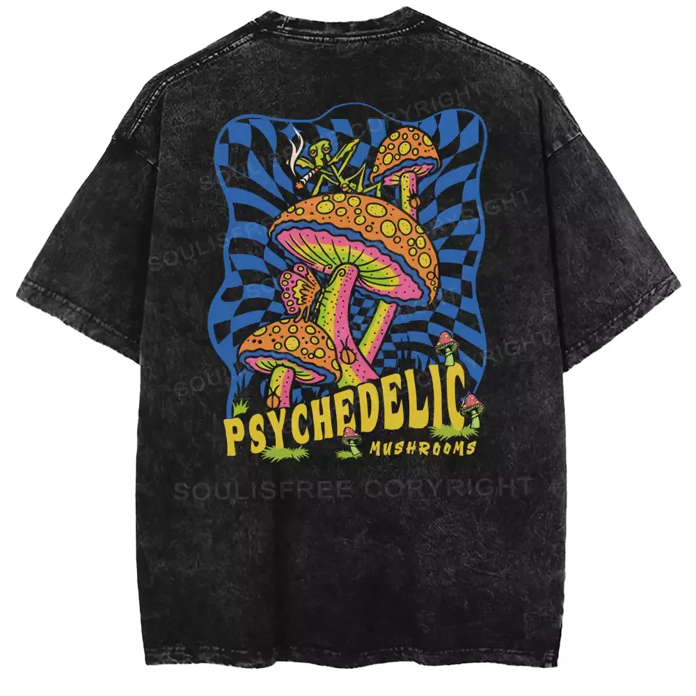 Psychedelic Mushrooms Washed T-shirt