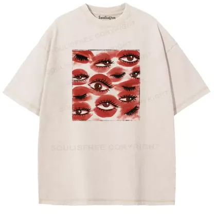 Lipstick eyes Washed T-shirt