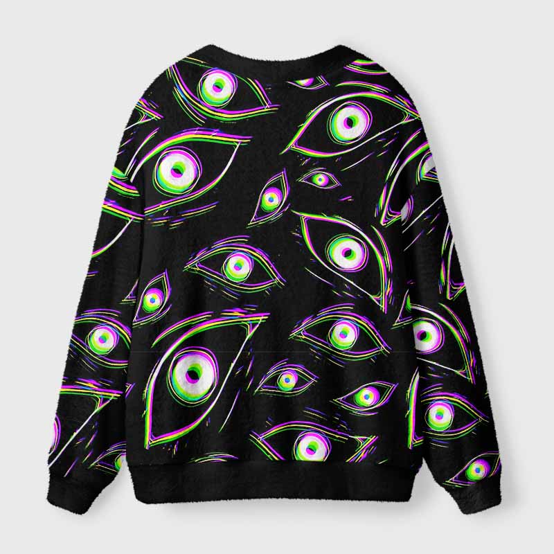Soulisfree Glitch Vision Fuzzy Cardigan Sweater