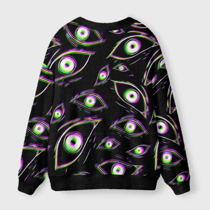 Soulisfree Glitch Vision Fuzzy Cardigan Sweater