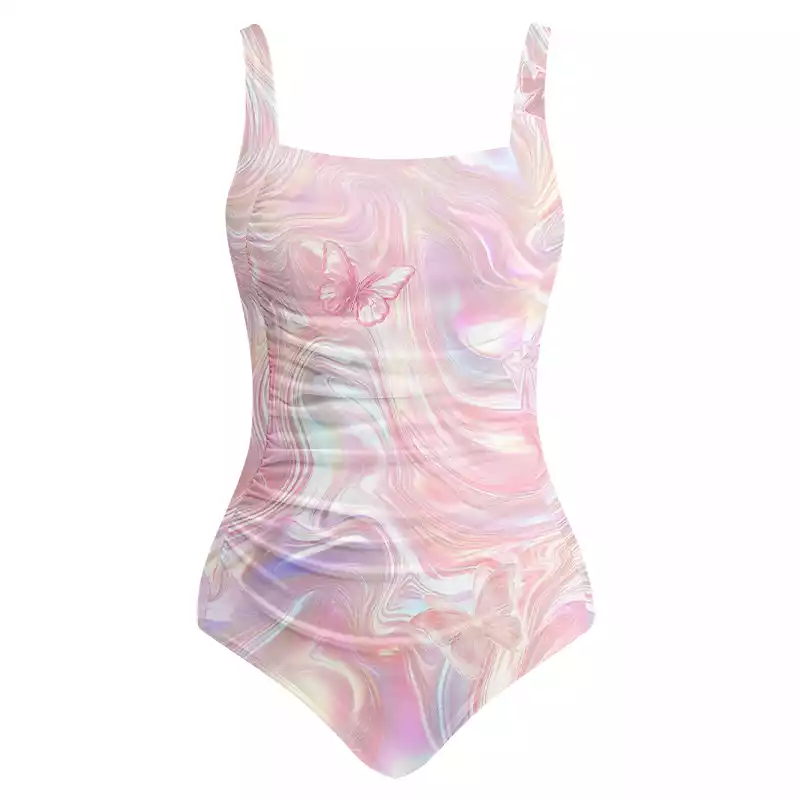 Soulisfree Marble Wings Slip One‑Piece Swimsuit