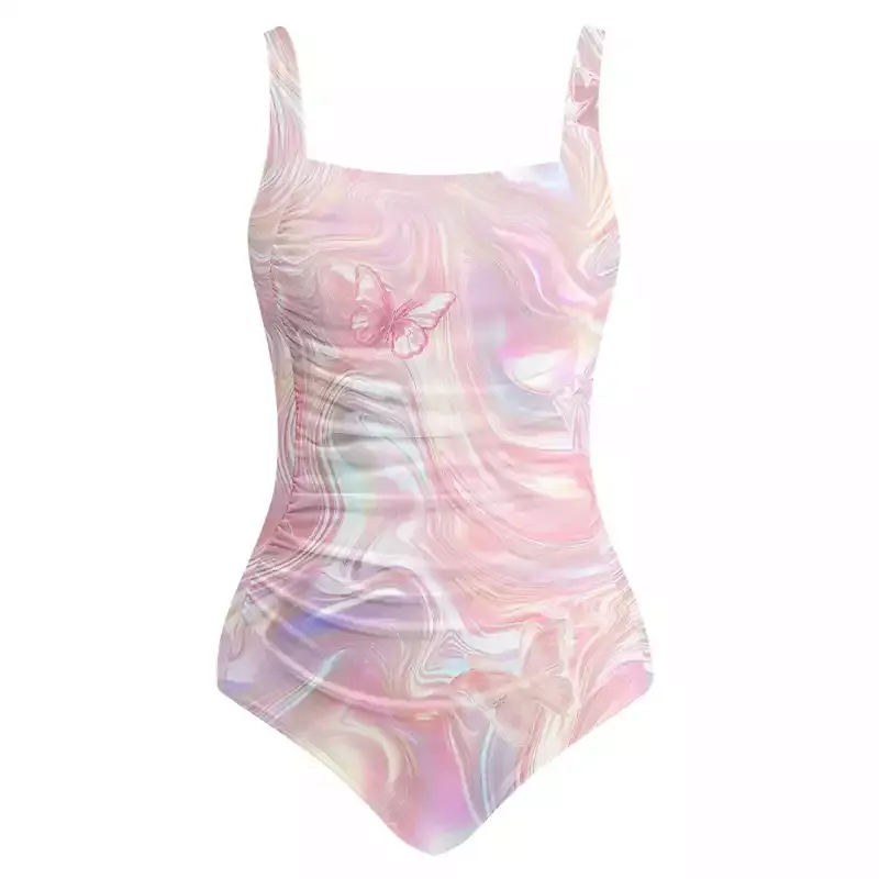 Soulisfree Marble Wings Slip One‑Piece Swimsuit