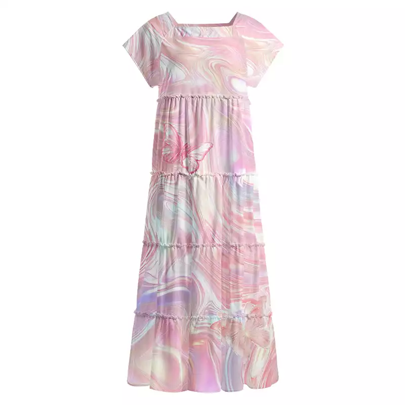 Soulisfree Marble Wings Slip  Square Neck Maxi Dress