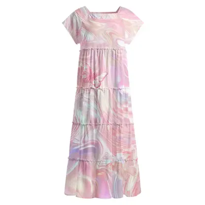 Soulisfree Marble Wings Slip  Square Neck Maxi Dress