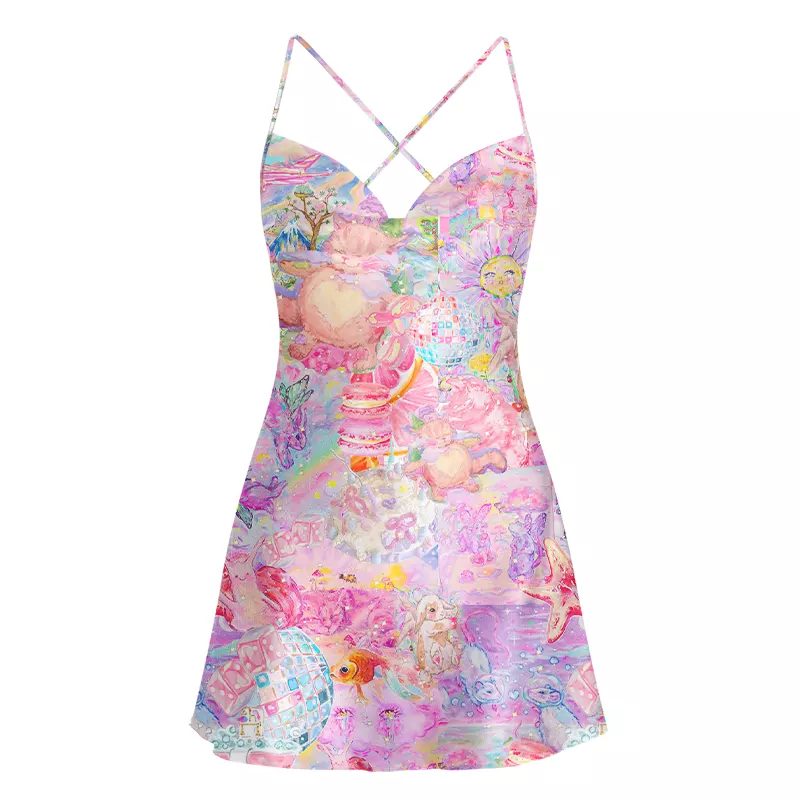Soulisfree Sweet Realm Cowl Neck Satin Mini Dress