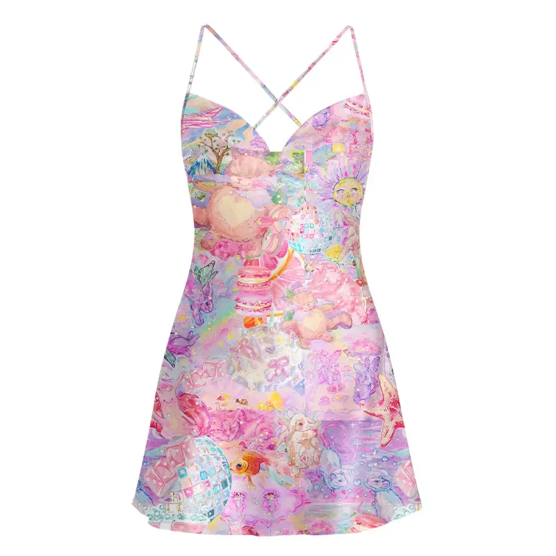 Soulisfree Sweet Realm Cowl Neck Satin Mini Dress