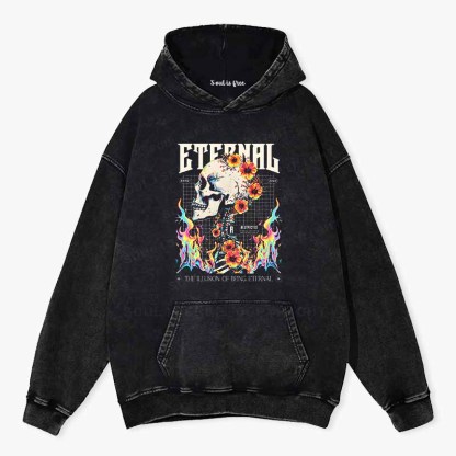 Soulisfree Skull & Bloom Aesthetic  Washed Hoodie