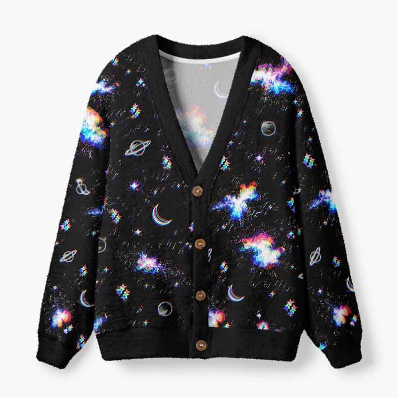 Soulisfree Beyond Reality, Into The Cosmos Fuzzy Cardigan Sweater