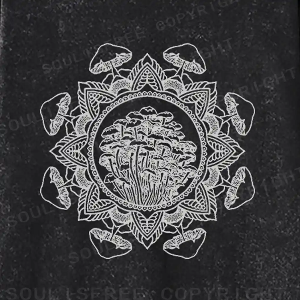 Mandala Mushroom Washed Long Sleeve Shirt