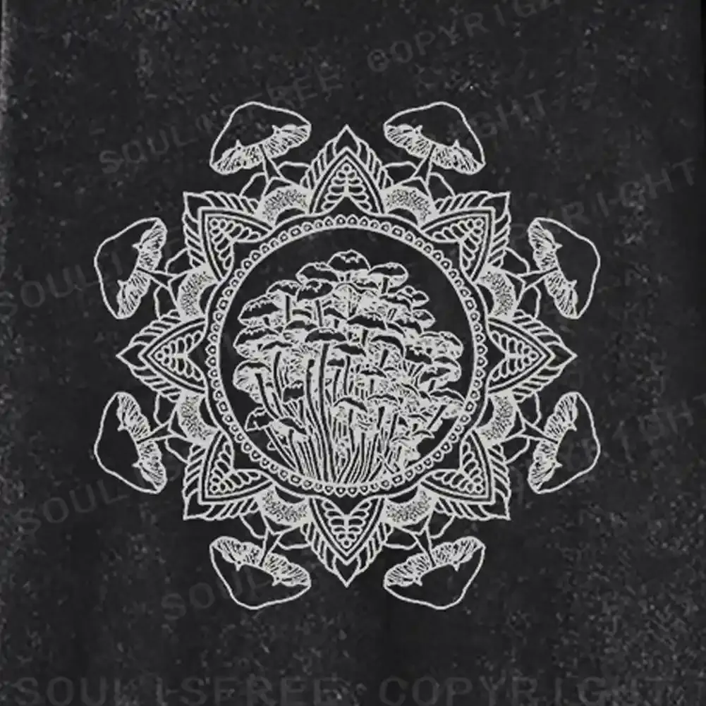 Mandala Mushroom Washed Long Sleeve Shirt