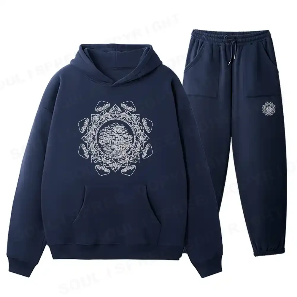 Mandala Mushroom Fleece Hoodie Set