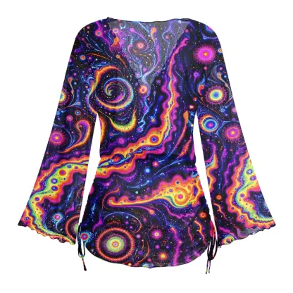 Soulisfree Psychedelic Nebula Vibrant Sheer Mesh Cover Up