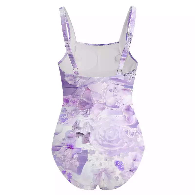 Soulisfree Dreamy Purple Floral One‑Piece Swimsuit