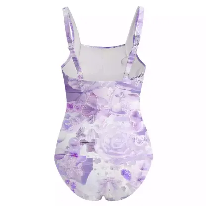 Soulisfree Dreamy Purple Floral One‑Piece Swimsuit