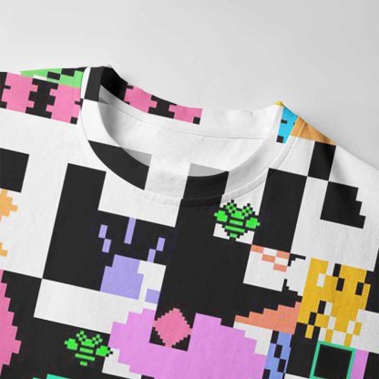 Soulisfree Vaporwave Pixelated Long Sleeve Cotton Tee
