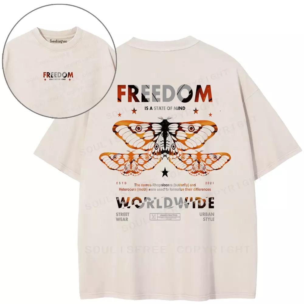 FREEDOM IS A STATE OF MIND Washed T-shirt