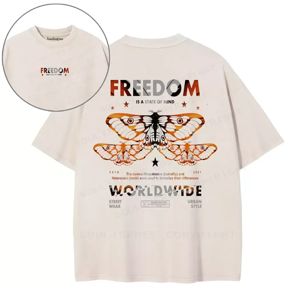 FREEDOM IS A STATE OF MIND Washed T-shirt