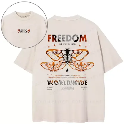 FREEDOM IS A STATE OF MIND Washed T-shirt