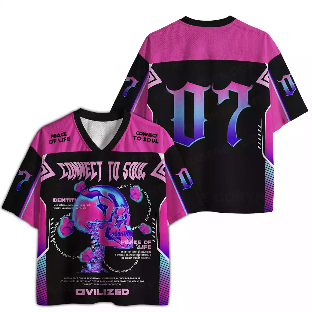 Connect to Soul Psychedelic Skull Mesh Jersey