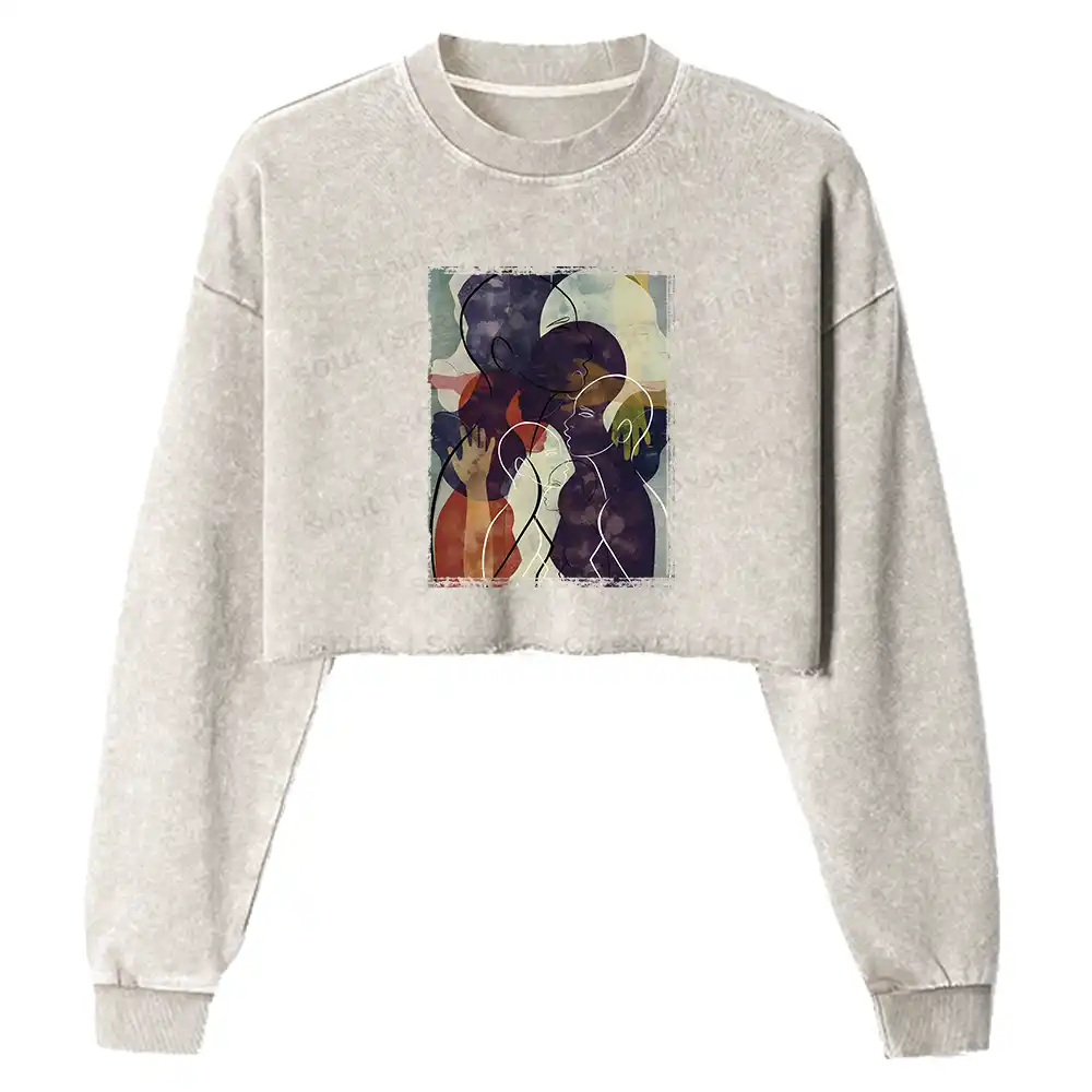 The Sea Of People Rises And Falls Washed Cropped Sweatshirt