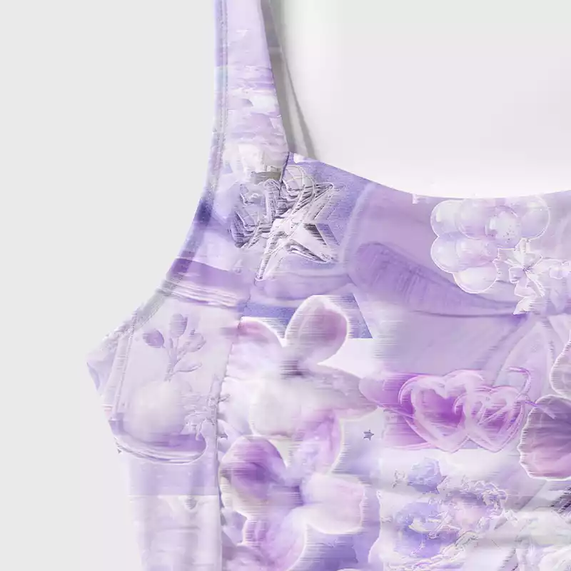 Soulisfree Dreamy Purple Floral One‑Piece Swimsuit