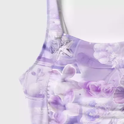 Soulisfree Dreamy Purple Floral One‑Piece Swimsuit
