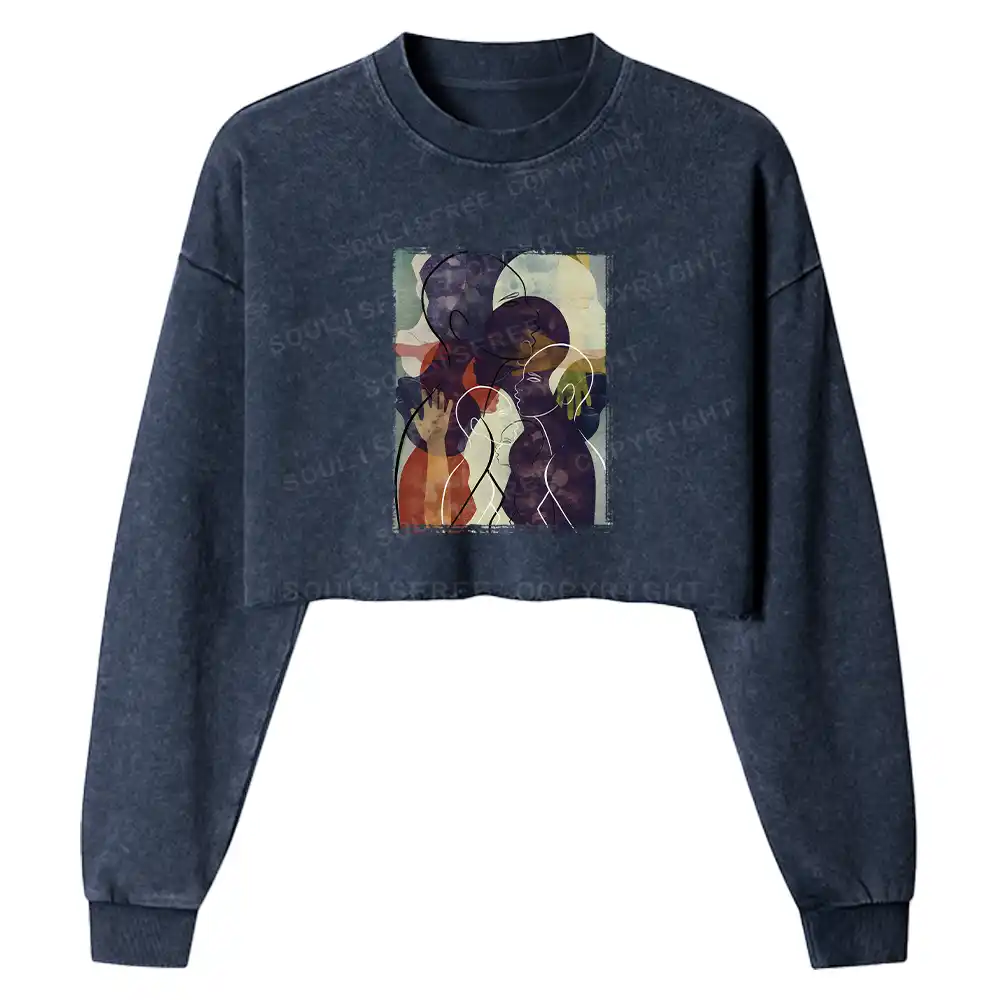 The Sea Of People Rises And Falls Washed Cropped Sweatshirt