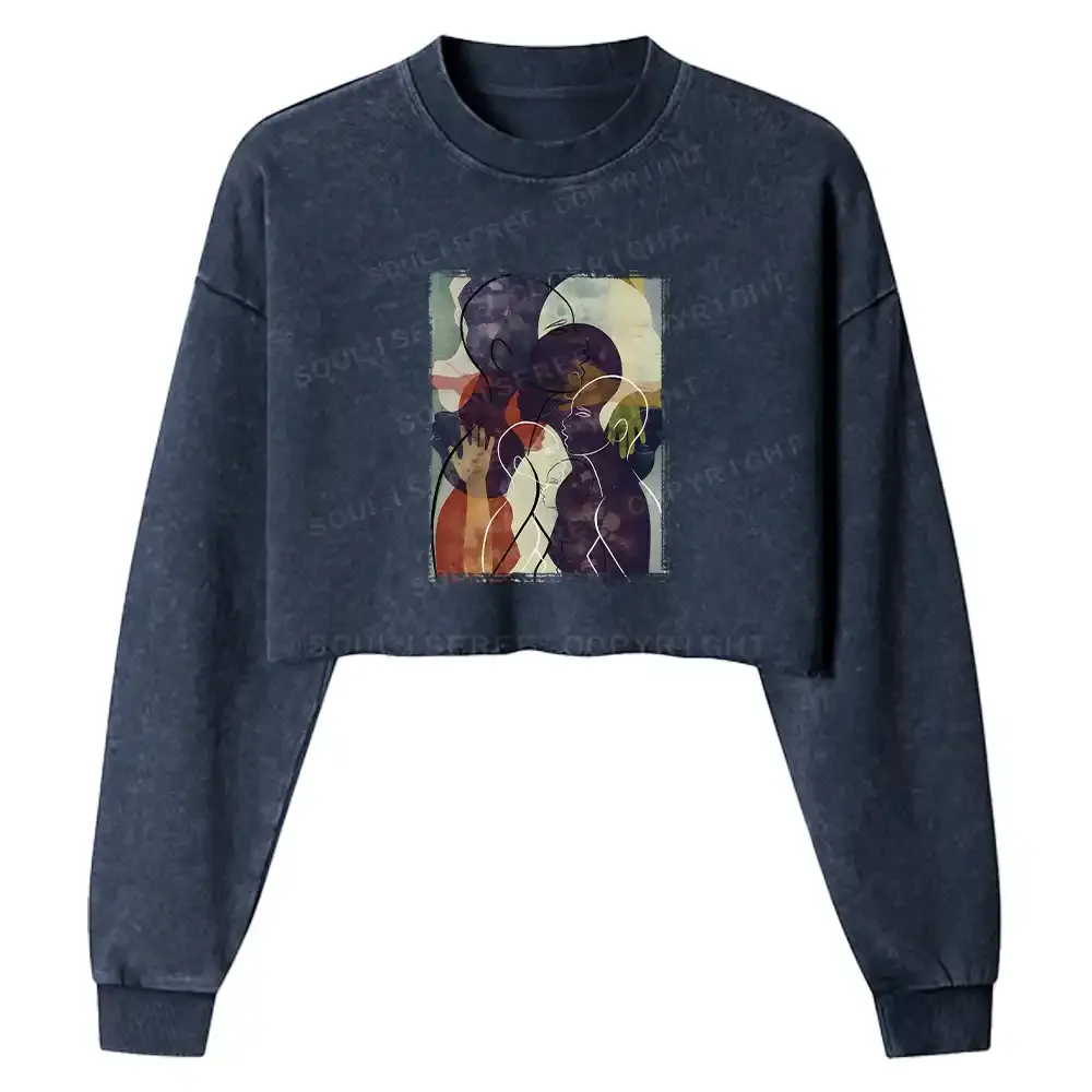 The Sea Of People Rises And Falls Washed Cropped Sweatshirt