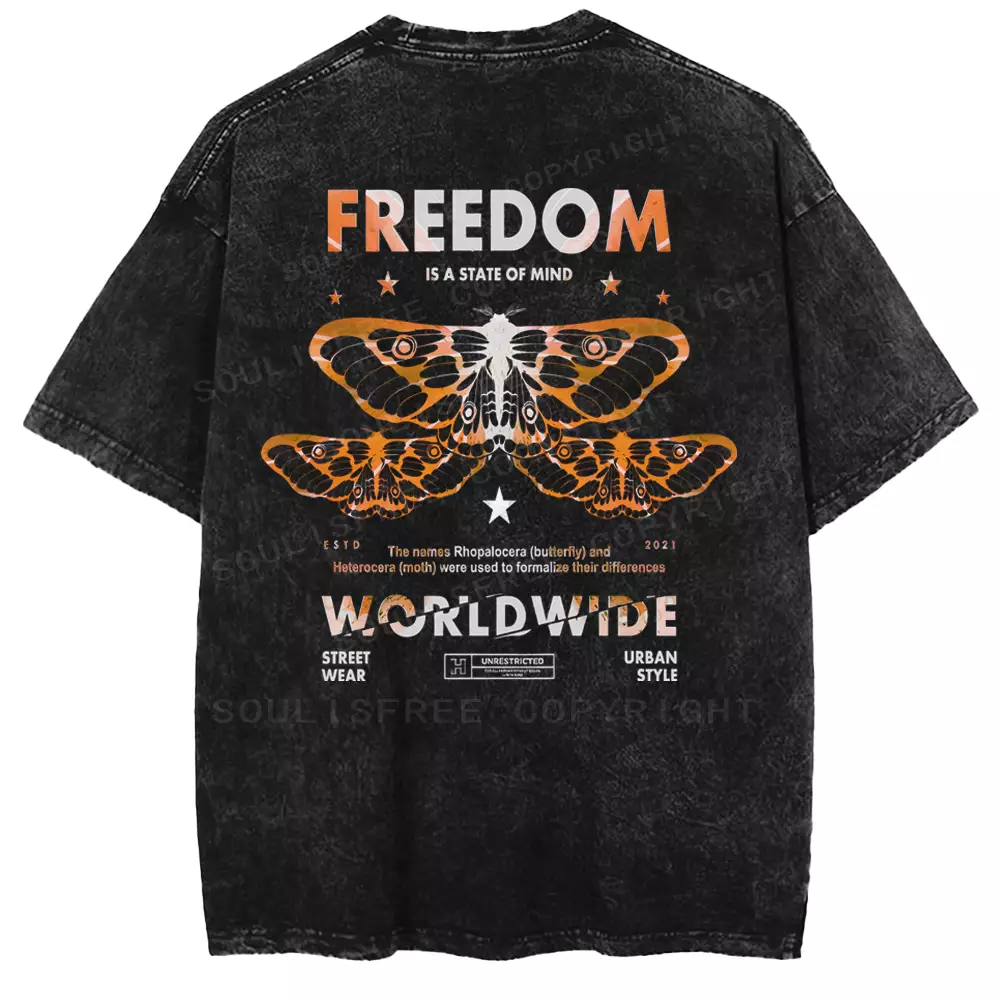 FREEDOM IS A STATE OF MIND Washed T-shirt
