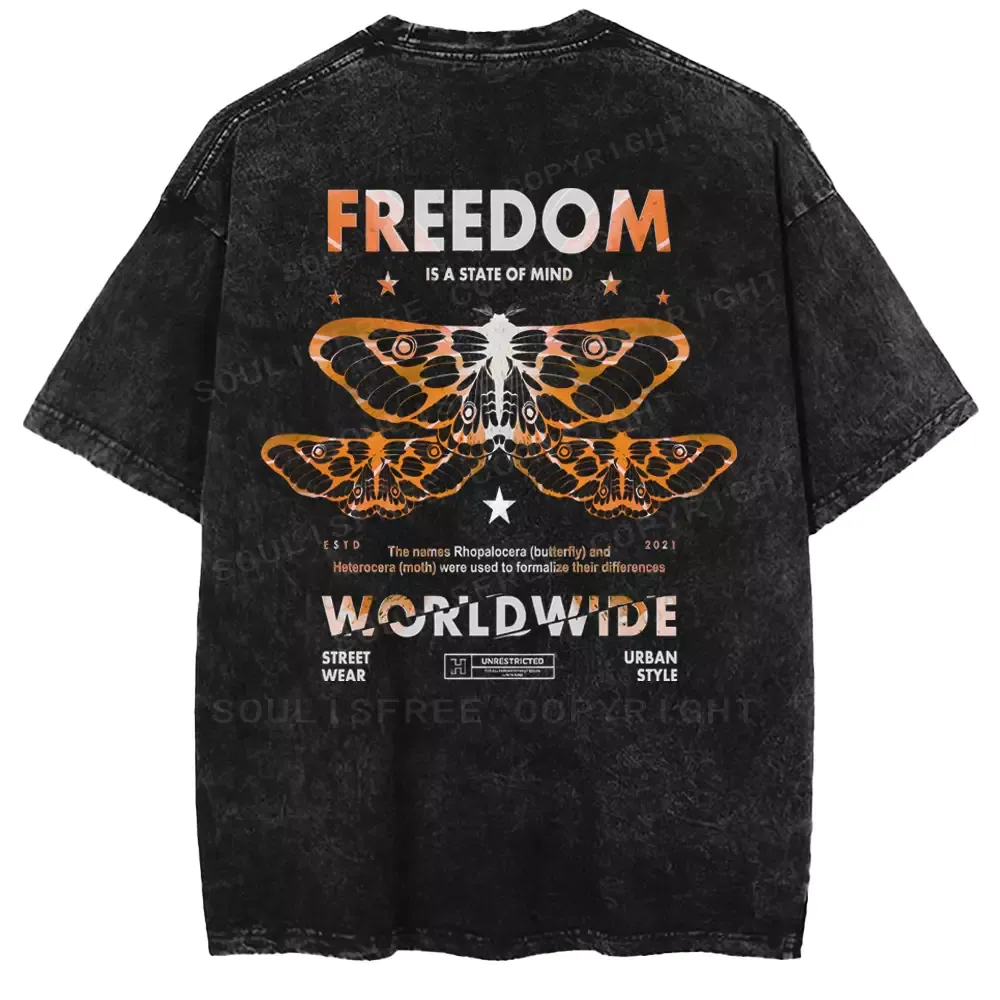 FREEDOM IS A STATE OF MIND Washed T-shirt