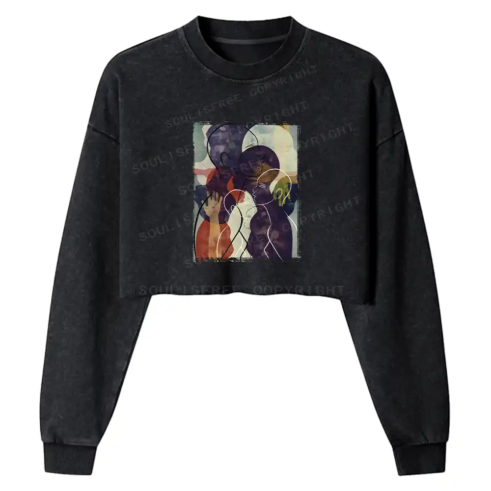 The Sea Of People Rises And Falls Washed Cropped Sweatshirt
