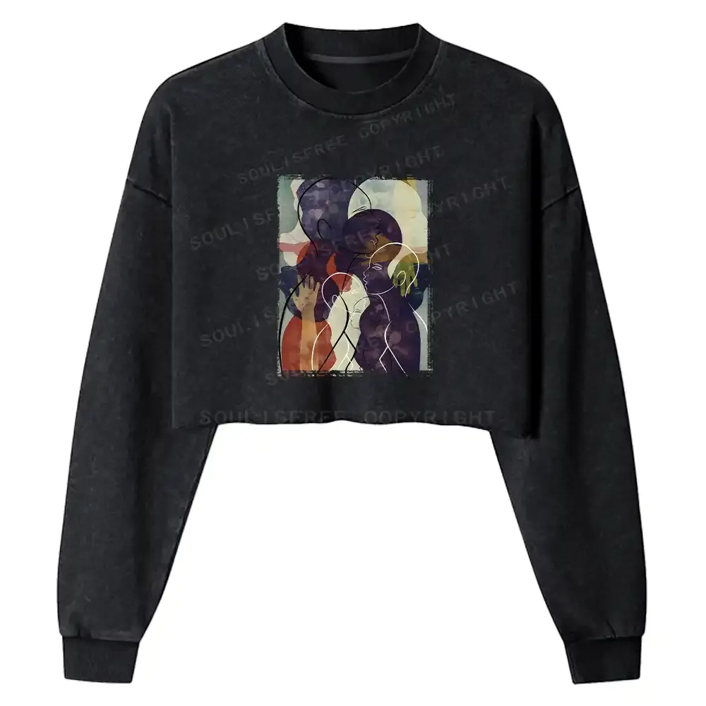 The Sea Of People Rises And Falls Washed Cropped Sweatshirt