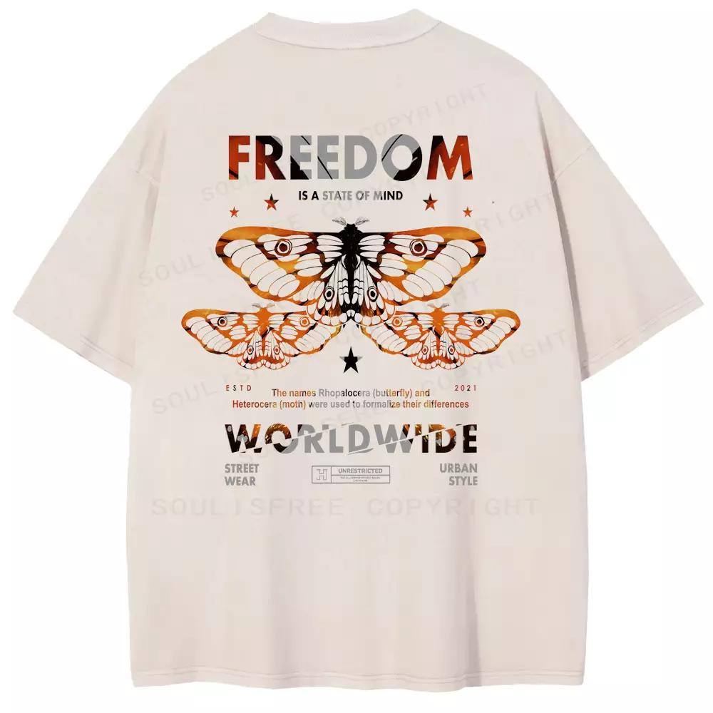 FREEDOM IS A STATE OF MIND Washed T-shirt