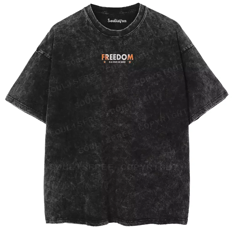 FREEDOM IS A STATE OF MIND Washed T-shirt
