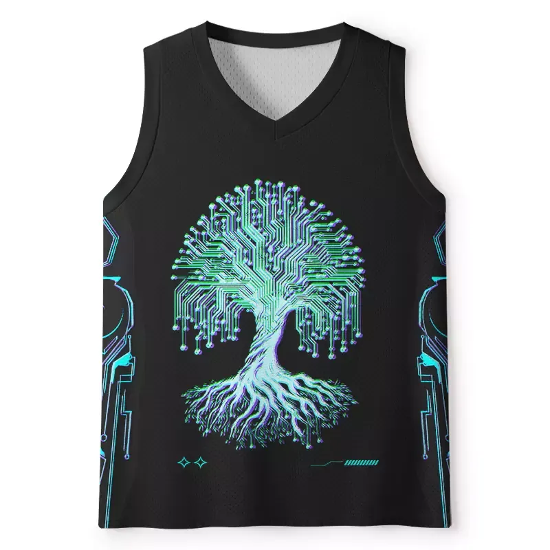 Designed Soulisfree Digital Tree Of Life Mesh Tank