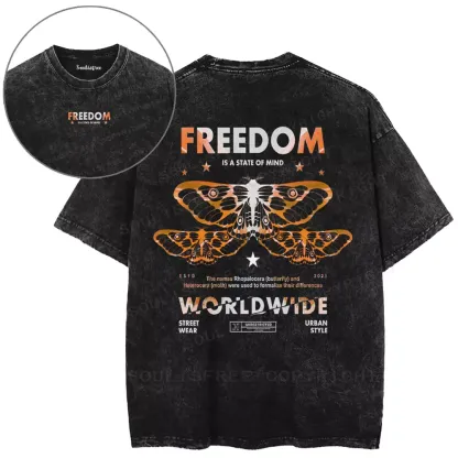 FREEDOM IS A STATE OF MIND Washed T-shirt