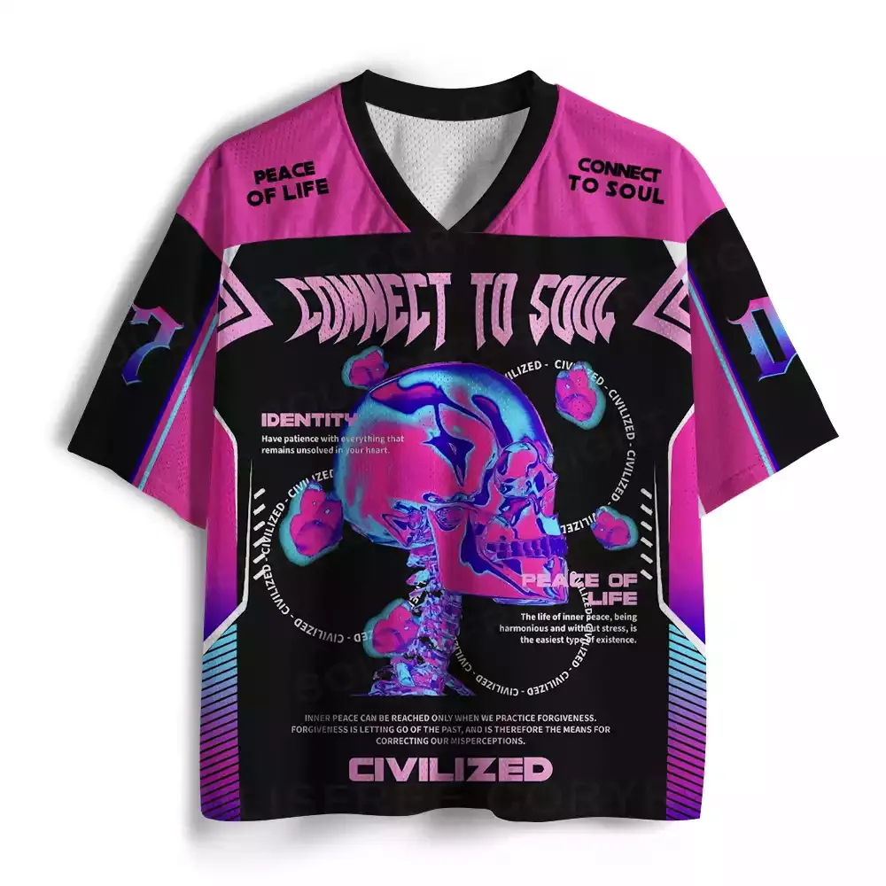 Connect to Soul Psychedelic Skull Mesh Jersey