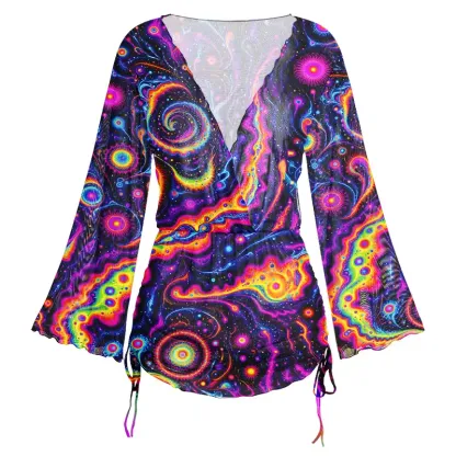 Soulisfree Psychedelic Nebula Vibrant Sheer Mesh Cover Up