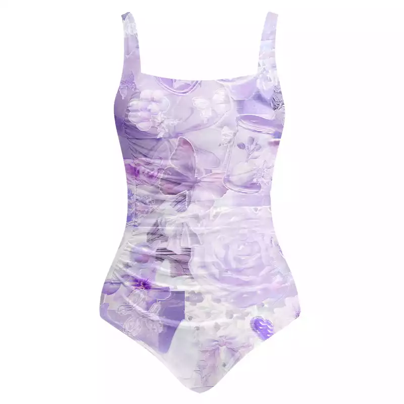 Soulisfree Dreamy Purple Floral One‑Piece Swimsuit