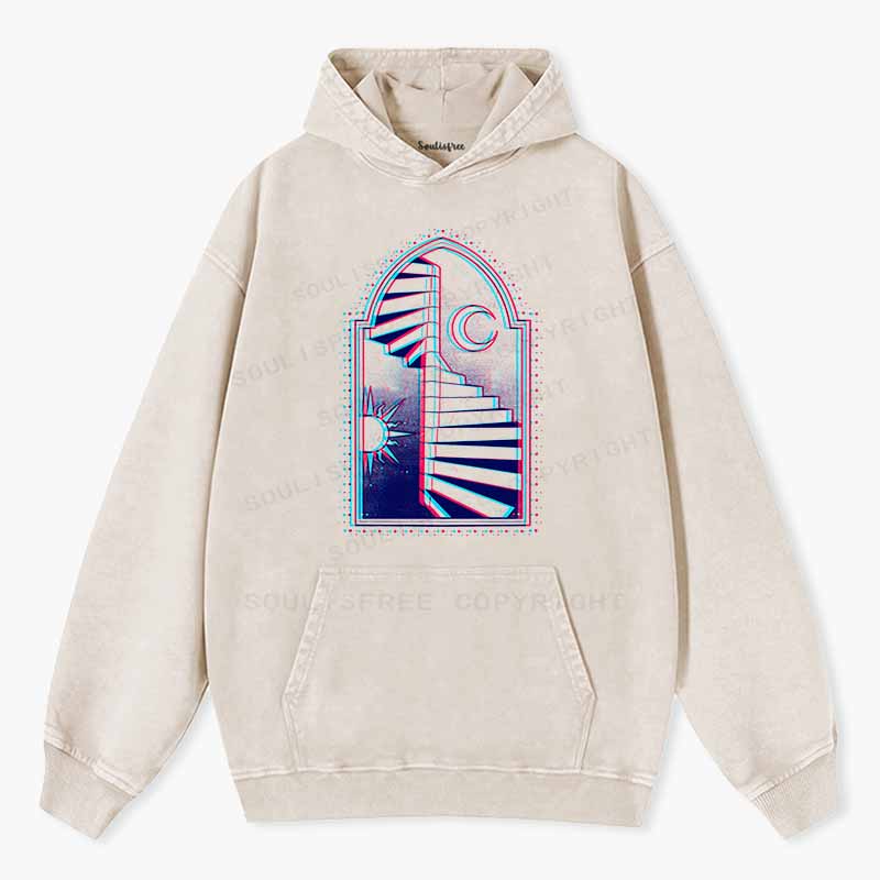 Soulisfree  Sun Moon Steps Of Free Soul  Washed Hoodie