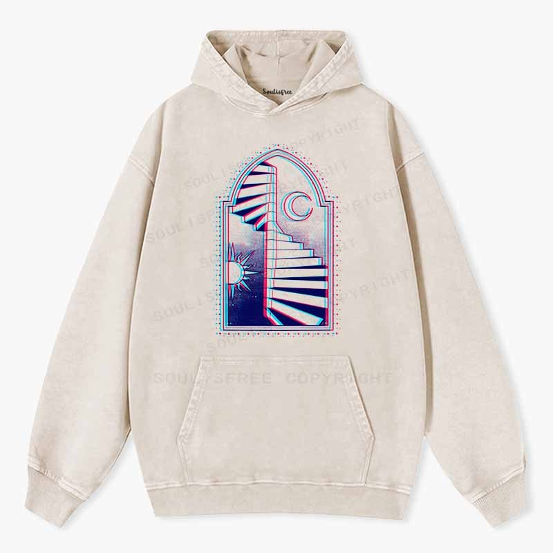 Soulisfree  Sun Moon Steps Of Free Soul  Washed Hoodie