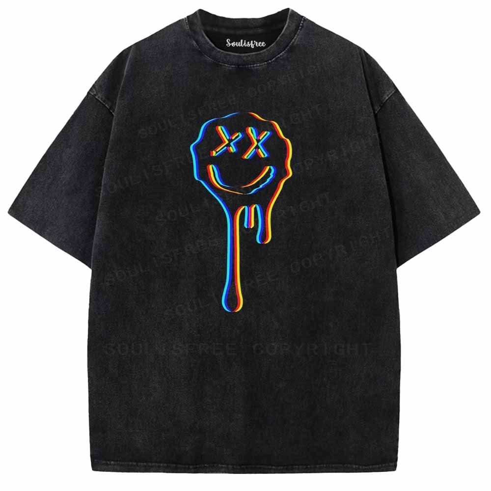 Soulisfree Neon Mischievous Face Washed Tee