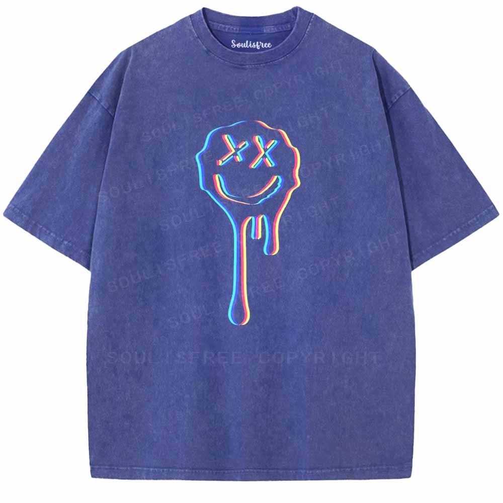 Soulisfree Neon Mischievous Face Washed Tee