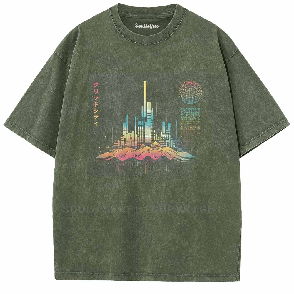 Soulisfree Grid World Of Eastern Tomorrow Washed Tee