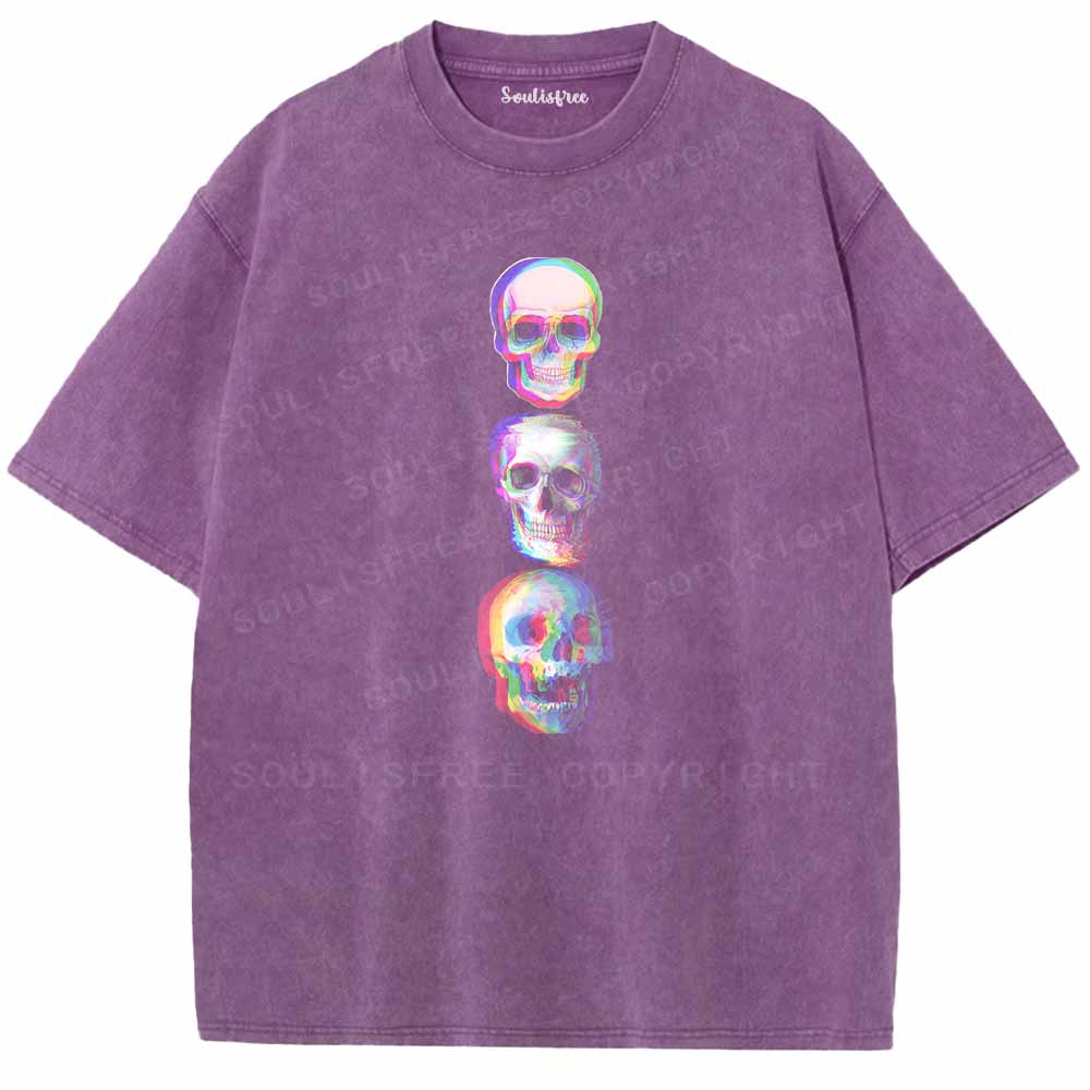Soulisfree Triple Glitch Skulls Washed Tee