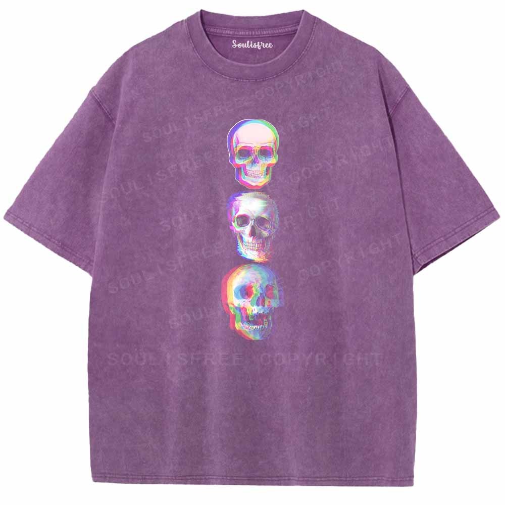 Soulisfree Triple Glitch Skulls Washed Tee