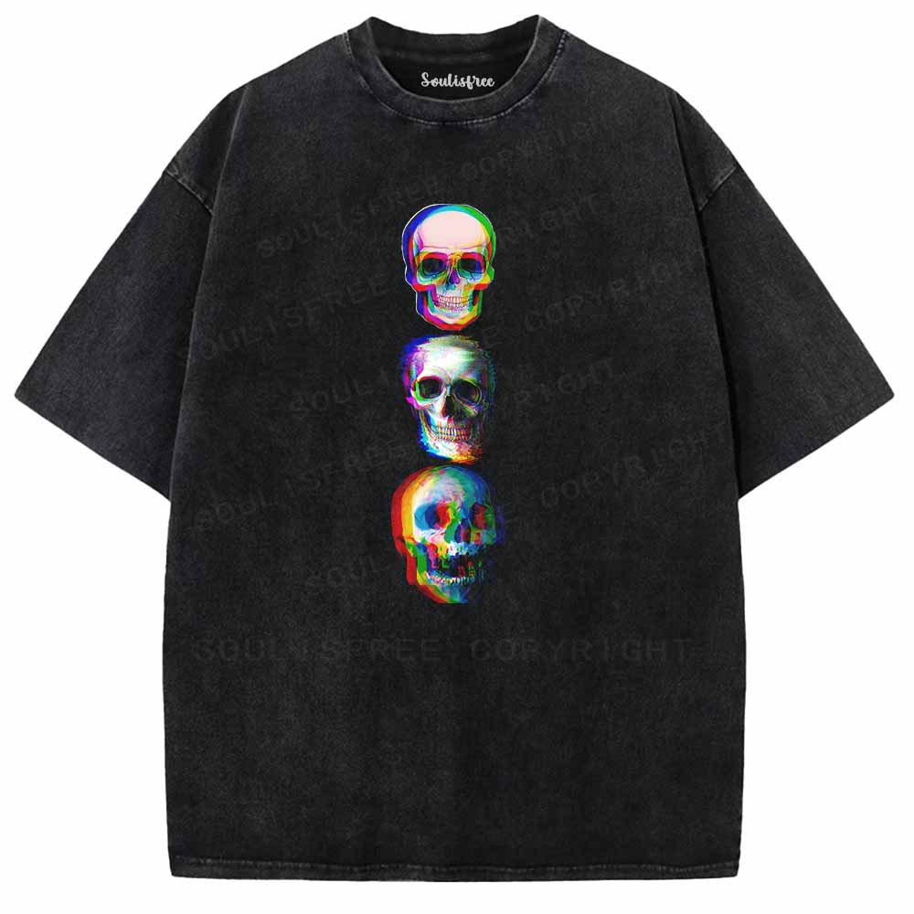 Soulisfree Triple Glitch Skulls Washed Tee